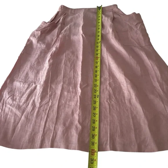 LINTICO 100% linen midi skirt new women’s size small dusty rose airy travel boho - Picture 16 of 16